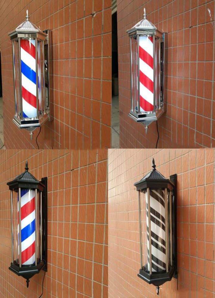 Lampada da barbiere impermeabile, luce rotante a LED, con strisce rosse, bianche e blu, lampada da parete a risparmio energetico per parrucchieri