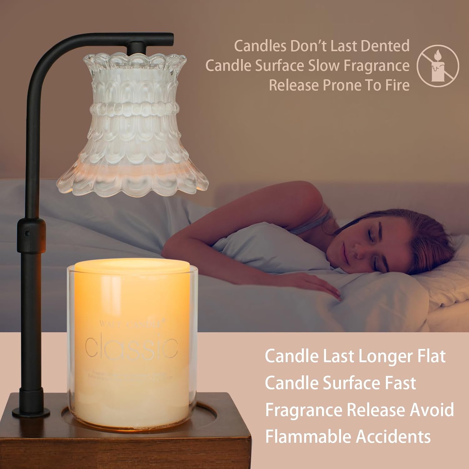 Candle Warmer Lamp with Timer,Dimmer Electric Color Change Lampshade Candle Warmers,Home Decor Glass Candle Melter as Gift for Women,Compatible with Small & Large Jar Candle,Grey