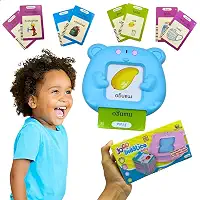 Brinquedo de Aprendizado Interativo Infantil com Cartões Educativos Tradutor Bilíngue em Espanhol Inglês Ideal para Desenvolver Linguagem e Habilidades Cognitivas (Azul, Padrão)