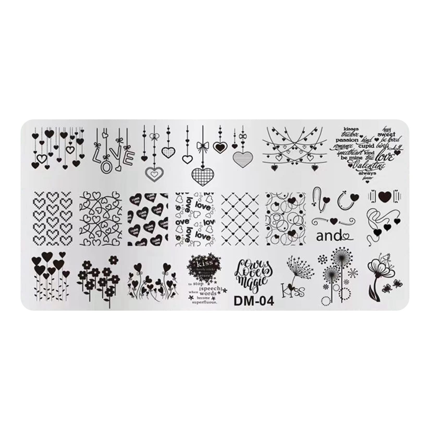 Nagelstempelvorlage Aus Edelstahl – Blumen & Schmetterlinge, Für DIY-Nageldesign
