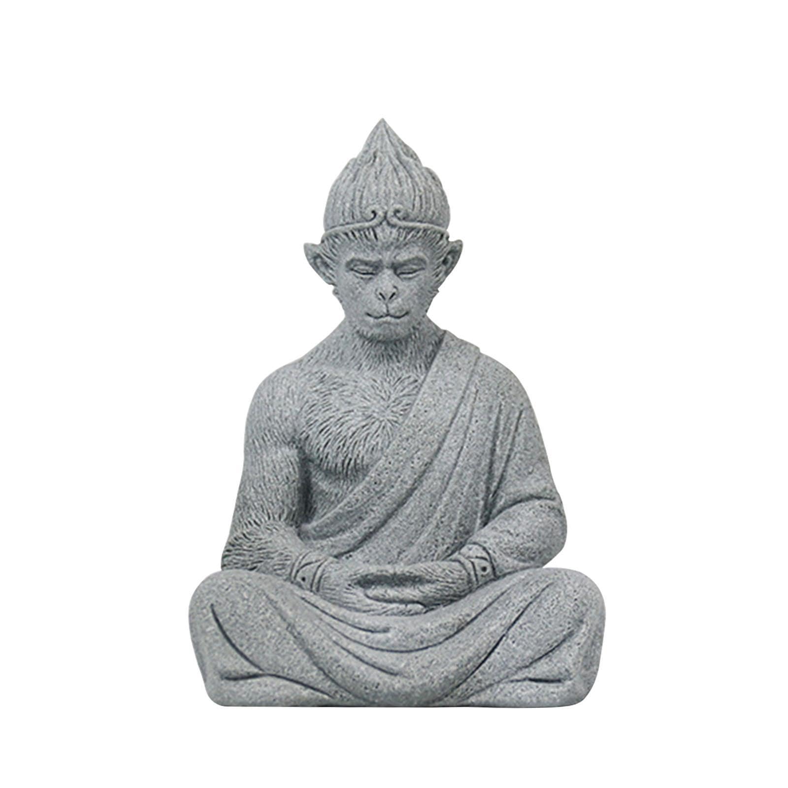 LIXSAZSE Sitting Buddha Monkey Figurine Collectible Indoor Outdoor Decor Miniature Accent Home Garden With Lifelike Detail And Realistic Body Miniature, Gray, 14.5x7x9.8cm