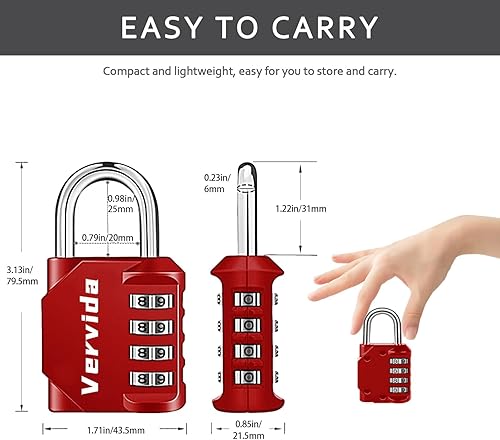 Miniatura 5 de Vervida Paquete de 2 cerraduras de combinación, candado resistente de 4 dígitos reiniciable, para exteriores, para casillero de gimnasio, casillero