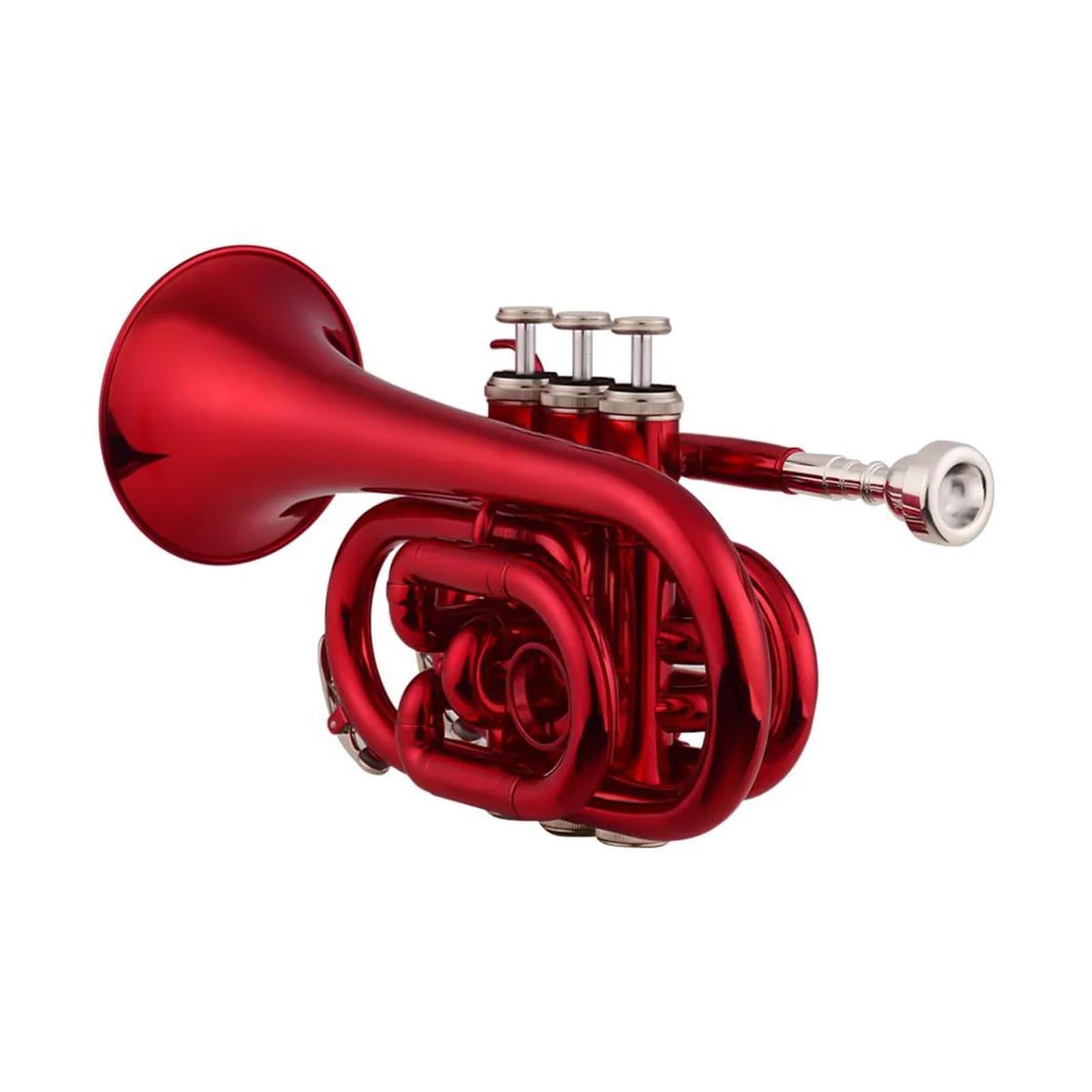 trąbka instrument Trąbka Kieszonkowa Bb, Płaski Instrument Dęty Z Mosiądzu Z Ustnikiem, Futerał Do Przenoszenia Akcesoriów (Color : Crimson)