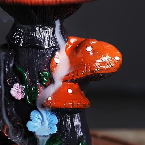 Miniatura 4 de Creativa forma de hongo reflujo quemador de incienso resina multifunción cascada incensario incienso palo titular decoración adornos