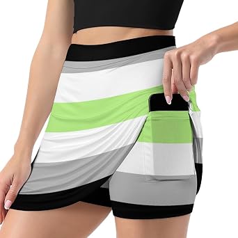 Shorts Skorts Agender Pride Flag Womans Short Skirt Sport Skort Minishort High Waisted Stretchy Skorts