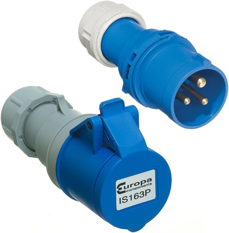 16 AMP 240V Blue Plug and Socket IP44 Caravan Motorhome Site Hook Up