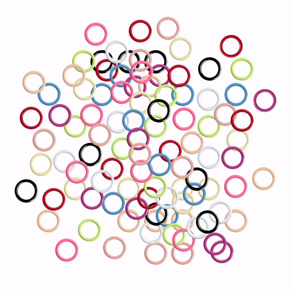 9 mm Colorful Metal Stitch Markers, 100 pcs Seamless Magnetic Steel Ring Notions Progress Keeper for Knitting and Crocheting