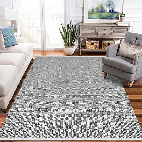 Pauwer Cotton Area Carpet Rug 120x180cm Machine Washable Reversible Indoor Area Rug Hand Woven Floor Area Rugs for Living Room Bedroom Cover