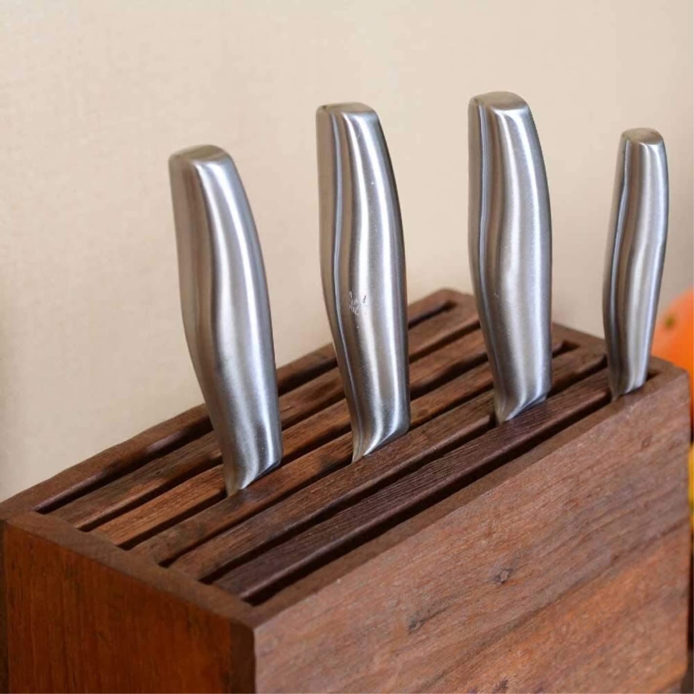 Stojak Kuchenny na Noże Bez Noży, Drewniany Blok Noża Uniwersalny Uchwyt Na Noże Storage Organizer Stojak Ekspozycyjny Do Kuchni Unikalne Gniazdo Knife Block