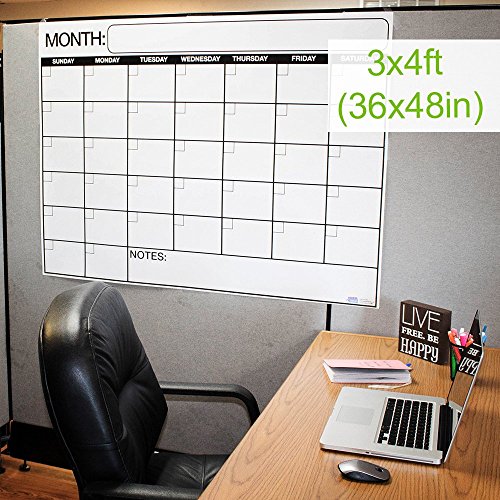 Best Jumbo Laminated Dry or Wet Erase Wall Calendar 3 x 4 Feet. Large Daily squares to plan your whole day. Perfect for Office, College, Home, and Schools. FREE 1yr Warranty Made in USA - Thumbnail 3