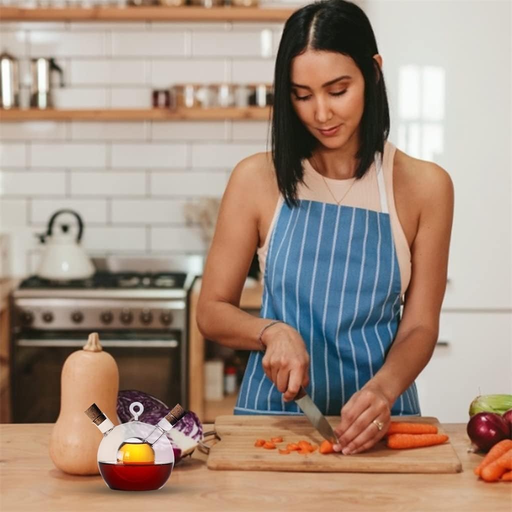 2 in 1 Glass Oil and Vinegar Bottles of Soy Sauce Bottle Kitchen Supplies