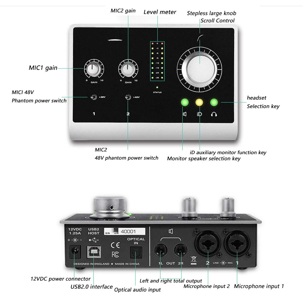 14 Scheda di Registrazione Professionale Scheda Audio Arrangiatore di Registrazione per Chitarra Interfaccia Audio Esterna USB