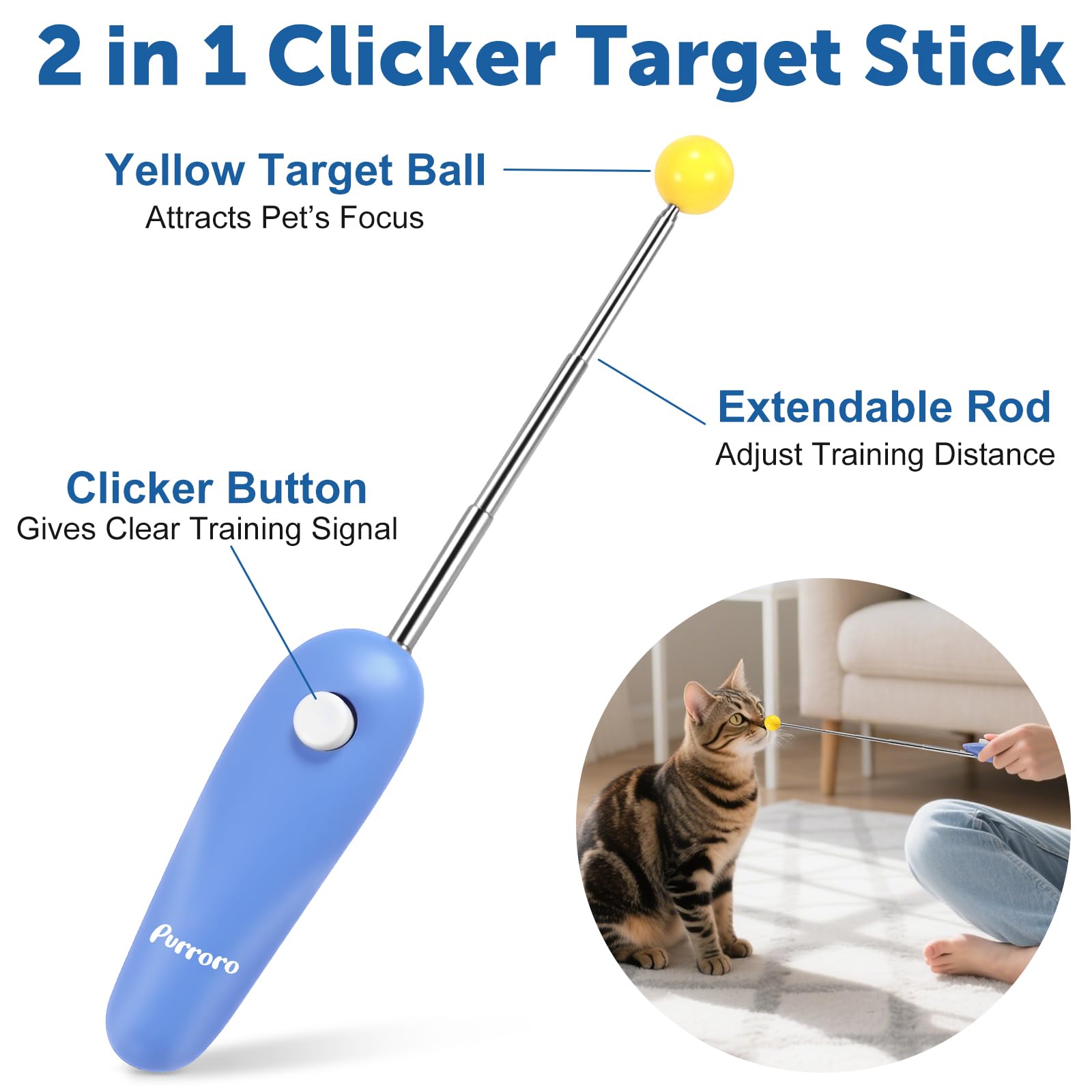 Cat Training Clicker Kit – Includes Finger Clicker and Target Stick – Perfect for Positive Reinforcement, Behavior & Obedience Training Indoors & Outdoors – Suitable for Dogs, Birds & Small Pets - image 3