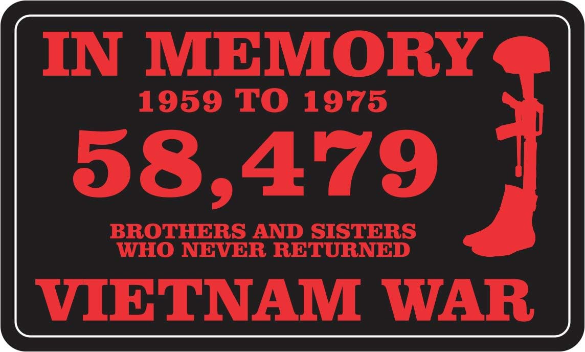 US Army in Memory of 58,479 Vietnam War Window Bumper Sticker Decal 3.8"