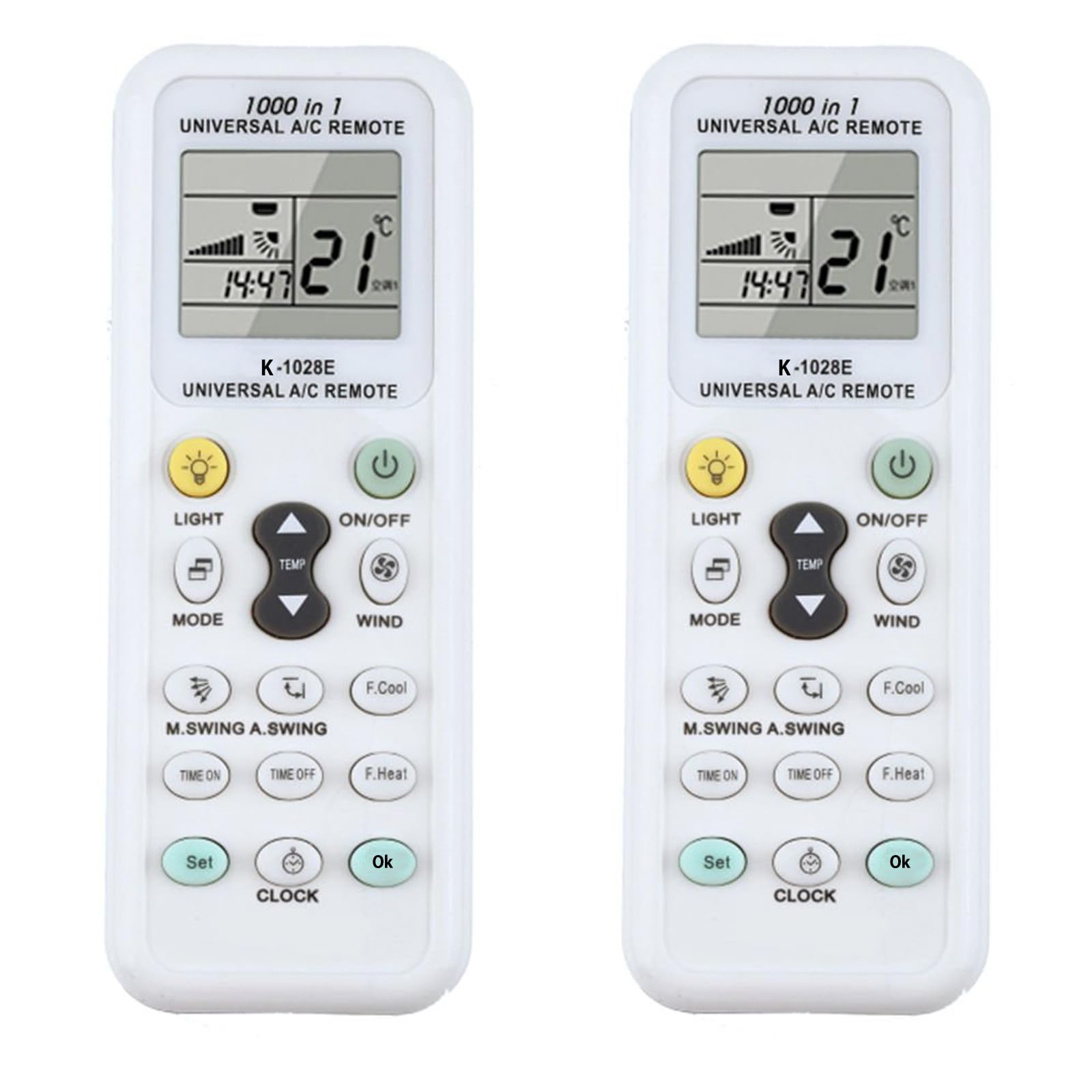 HBSTUDIO Universal Air Conditioner Remote Control,LCD A/C Conditioning Controller 1000 in 1,Match 99% of air conditioners(2Pcs)