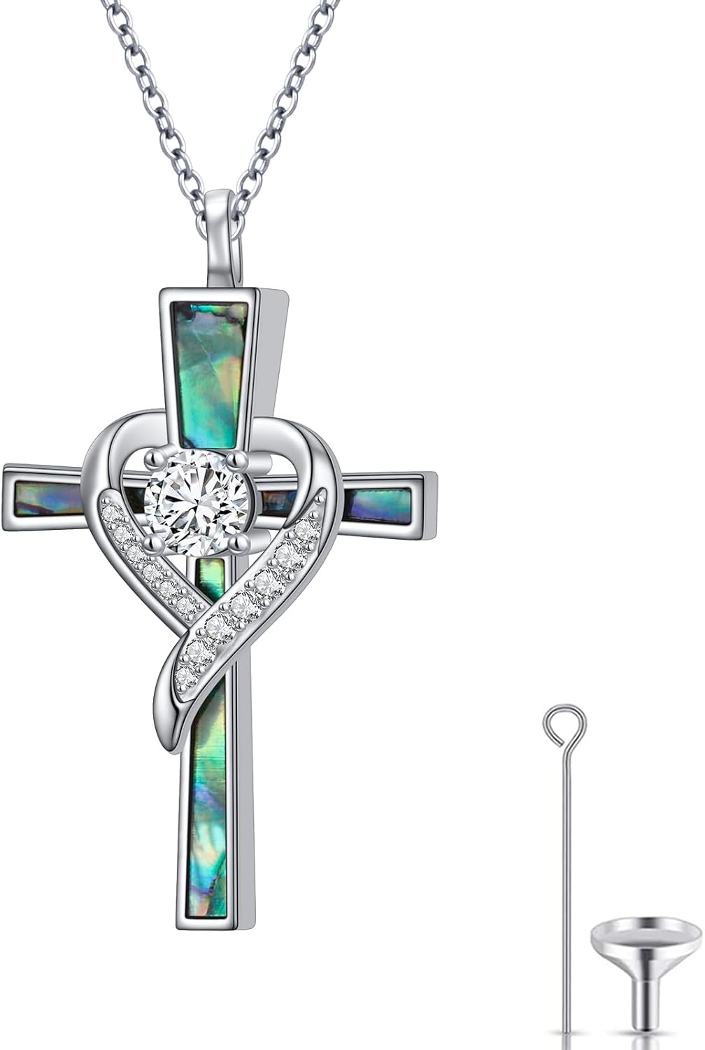 Ashes Necklace Sterling Silver Urn Necklaces for Ashes Cross/Infinity Cremation Jewelry for Human Pet Ash Keepsake Necklace Memorial Gift for Women Men