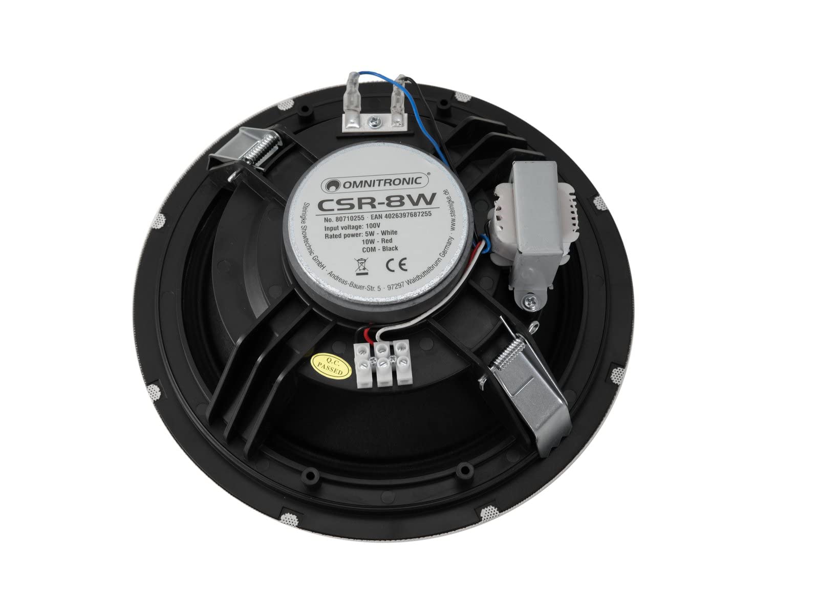 OMNITRONIC CSR-8W Deckenlautsprecher weiß | 8"-Breitband-Einbaulautsprecher, 100 V, 10 W RMS, Ø 215 mm