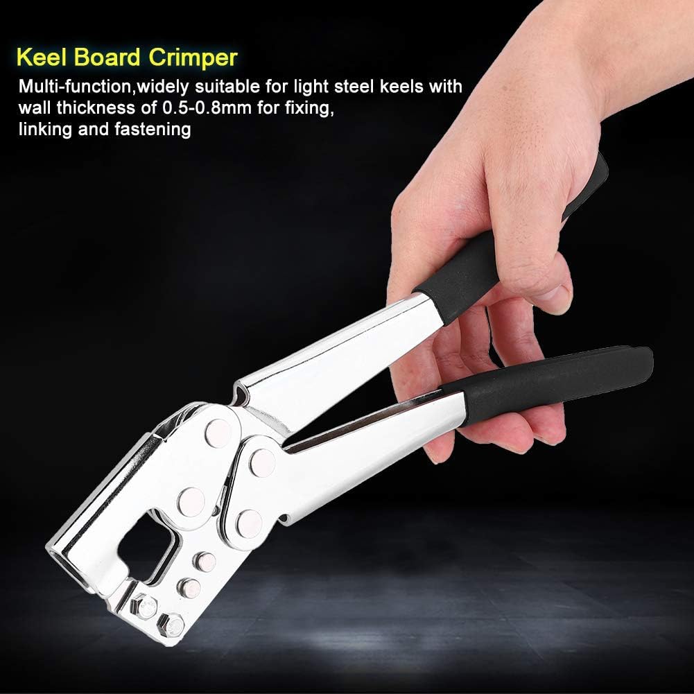 Metal Stud Crimper Drywall Tools, 0.5-0.8mm Keel Board Punch Hole for Lock Framing Fastening Crimping Single Hand Tool Punch Lock Plier(12")