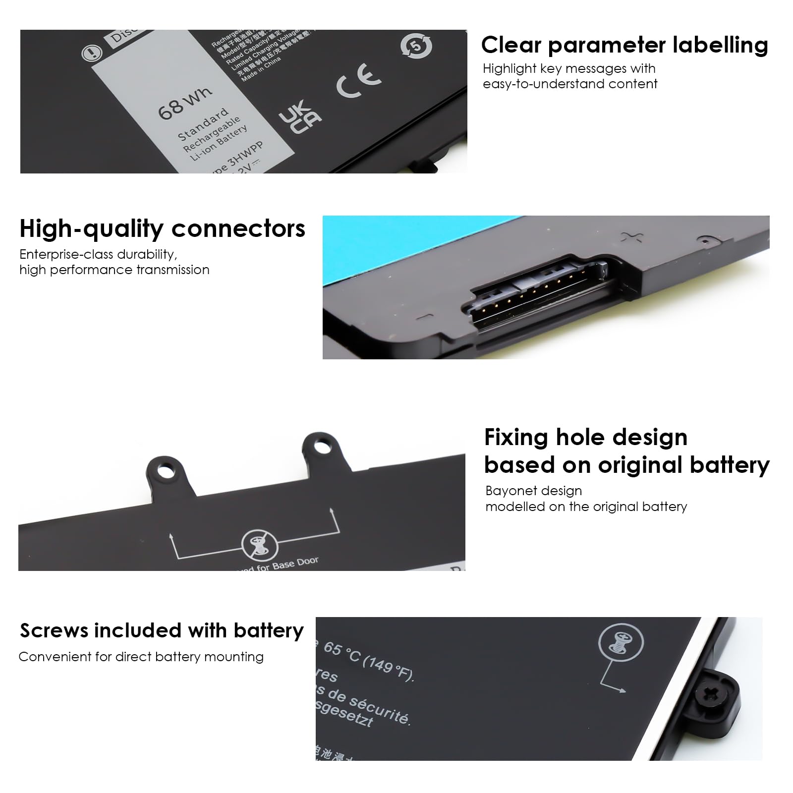 Batterie 3HWPP 68Wh Pour Dell Latitude 5510 5410 Inspiron 7706 - Remplacement Haute Performance