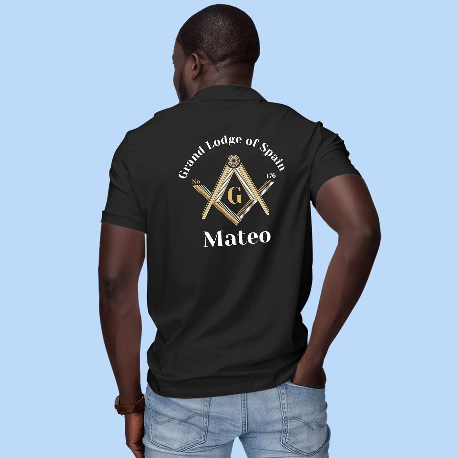 lepni.me Polo Shirts Personalised Masonic Men Gifts Custom Fraternal & Masonic Logo Freemasonry Square and Compass Symbol