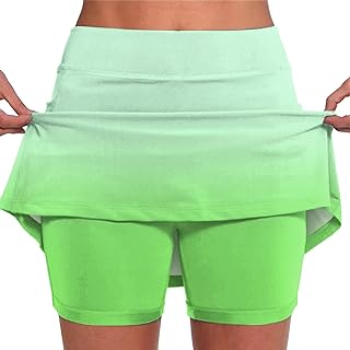 Athletic Skorts for Woman Elastic Tennis Yoga Shorts Hight Waist Solid/Gradient Skirts Tummy Control Skinny Joggers