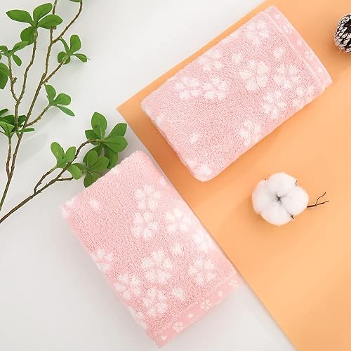 Miniatura 4 de sense gnosis Juego de 2 toallas de mano color rosa súper suaves 100% algodón, diseño floral Sakura, súper suaves, altamente absorbentes, toallas de