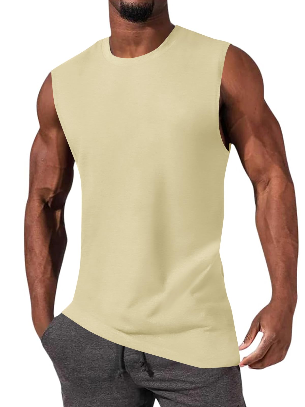 iudam Tank Top Herren Baumwolle Ärmelloser Shirts Muskelshirts Gym Sport Unterhemd T Shirts Männer Fitness Tops Trägershirts Tee Top für Men