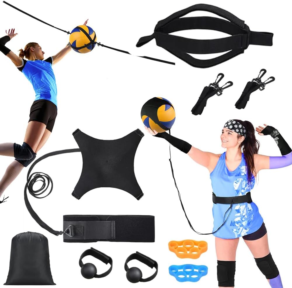 Solo Volleyball Trainer: All-in-One Volleyball Training Equipment with Rebounder for Serving, Spiking & Setting Practice Serve Trainer & Practice Gift for Beginners to Pros