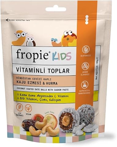Fropie Kids Vitamin Topları - Hindistan Cevizi Kaplı & Kaju Ezmeli 80 gr