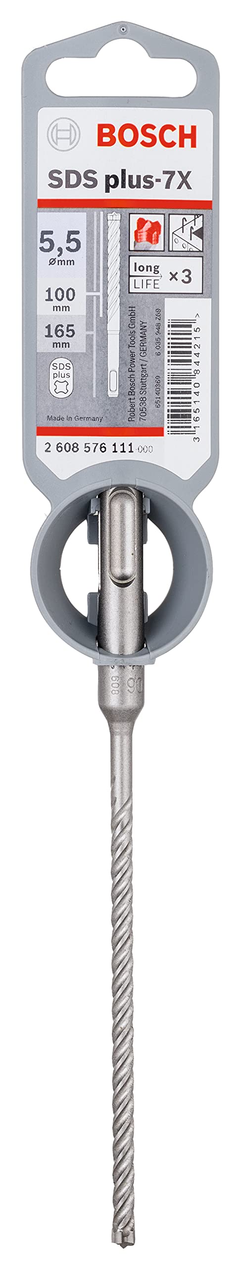 Bosch Professional 2608576111 - Broca SDS-PLUS-7X: 5,5x100x165