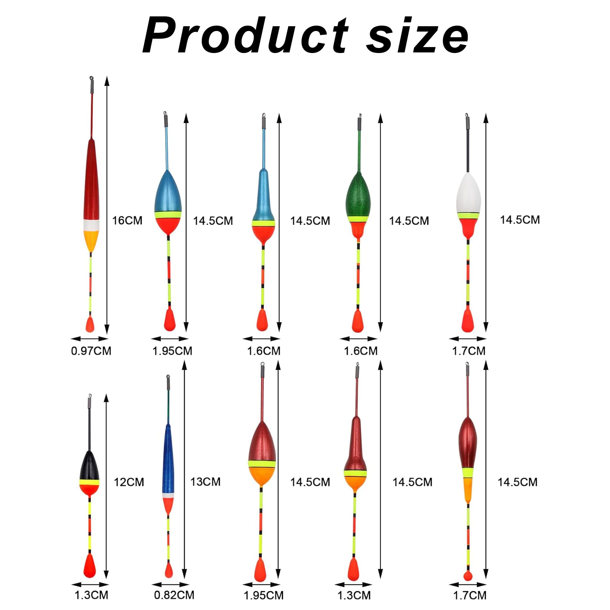 Set Angelposen: 10 Posen para Truchas, 100 Plomos de 5 Tamaños, Accesorios de Pesca para Lago o Estanque - Juego Completo para Caja de Pesca