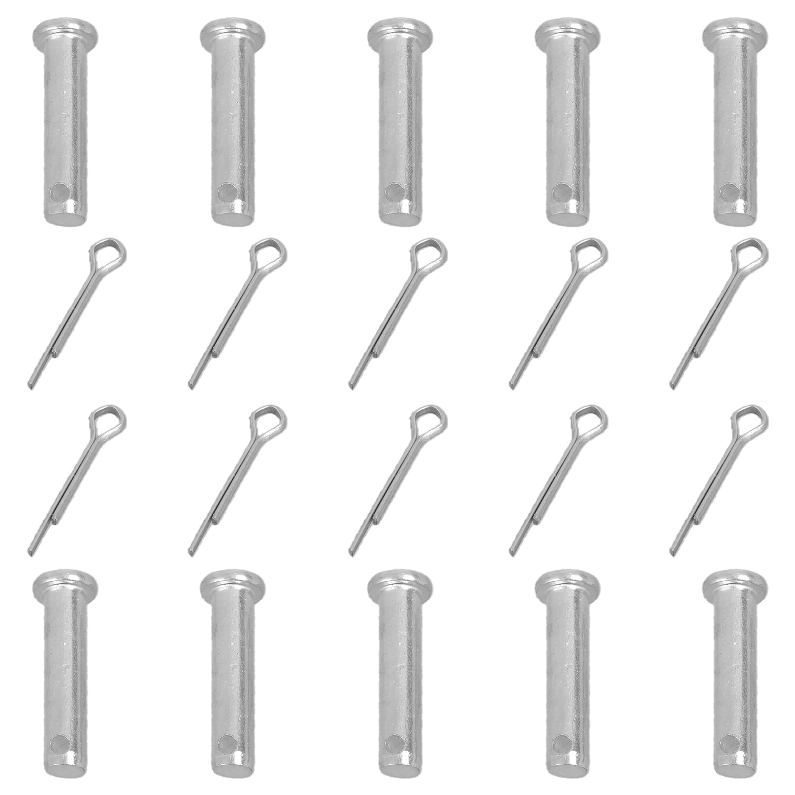10Pcs Single Hole Clevis Pin Fasteners Flat Heads Cylindrical Pin Replacement Stainless Steel Link Hinge Pins Enduring for Trailer
