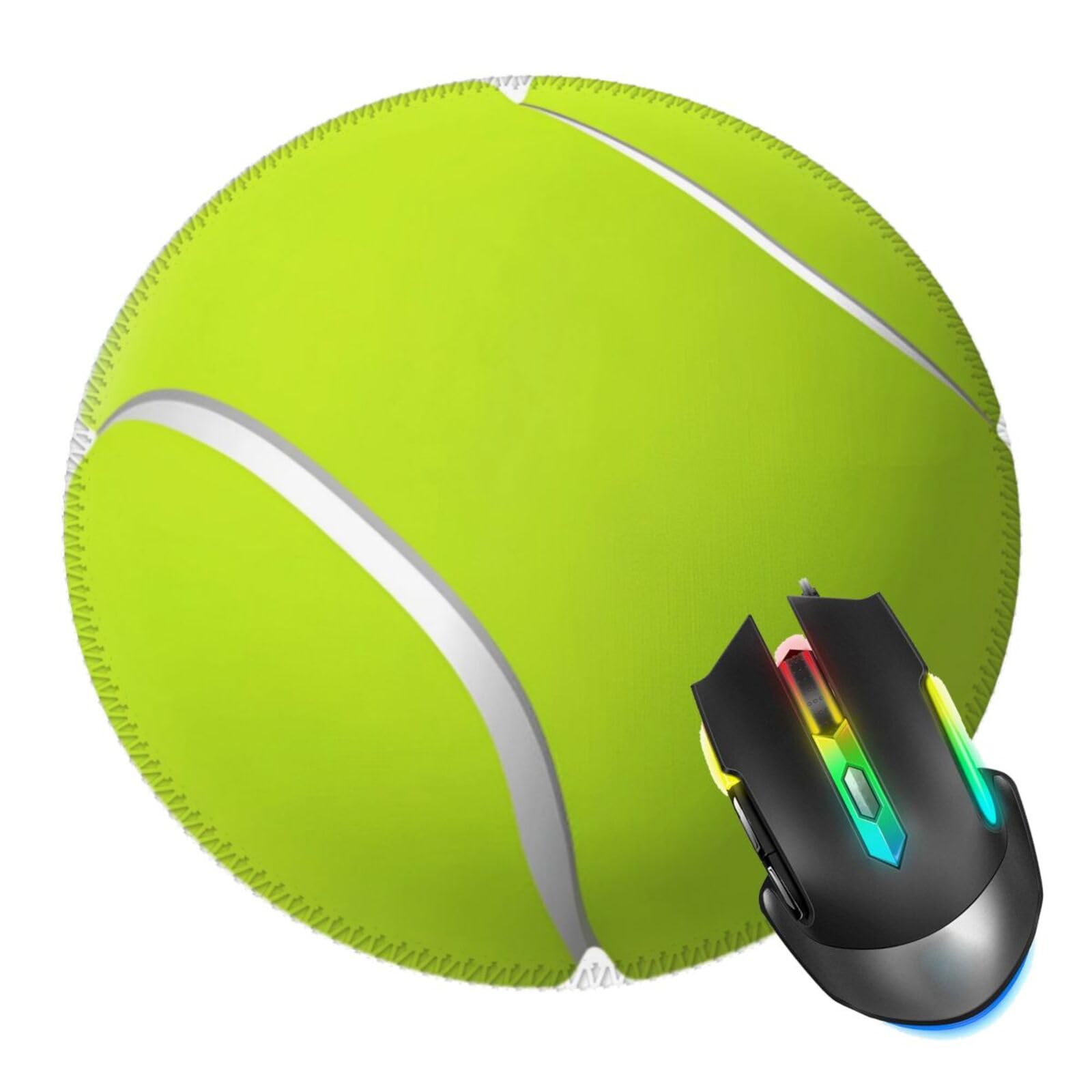 Tennis Ball Mouse Pad, Mouse Pads for Desk, Stitched Edge Mousepad with Non-Slip Rubber Base, Gaming Mouse Mat for Computer Laptop Home Office
