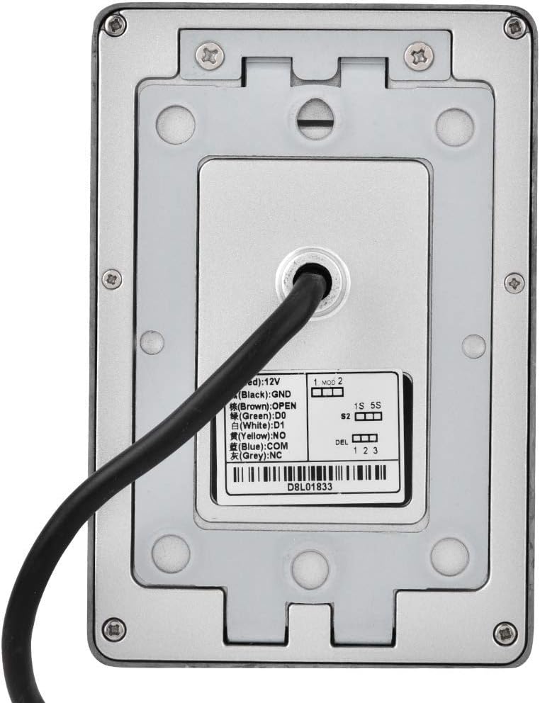 Back of the ASHATA RFID reader showing wiring terminals and labels.
