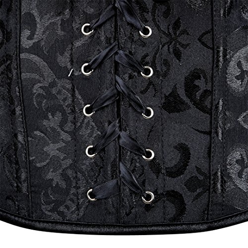 Women Sexy Strap Lace Up Corsets And Bustiers Top Overbust Shaper Corset Costumes Black L #TOP4