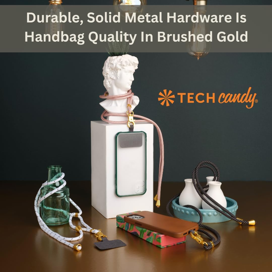 Tech Candy The Hookup Universal Lanyard Mobile Cell Phone Strap, Rose Gold - Quality, Wrist, Neck, Crossbody, Adjustable