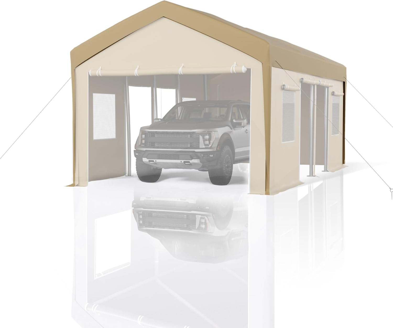 10'x20' Carport Replacement Canopy Cover - Waterproof, UV-Resistant & Wind-Resistant 220G PE Fabric - Gray (Cover ONLY, Frame NOT Included)