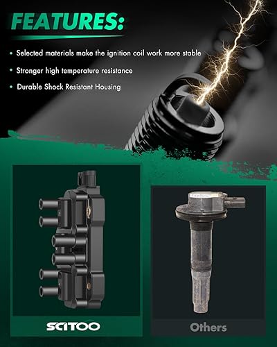 Vista 655 de SCITOO 1 bobinas de encendido con 4 bujías de iridio para Chevrolet 2011-2015 Cruze 1.4L 2016 Cruze Limited 1.4L 2012-2020 Sonic 1.4L 2013-2021 Trax