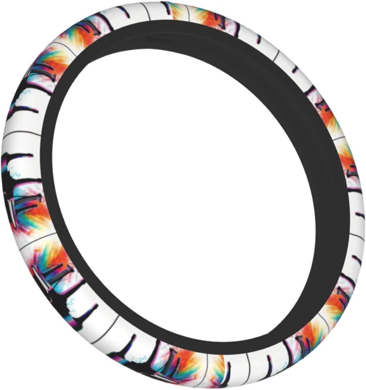 Colorful Piano Keyboard Music Printed Steering Wheel Cover Elastic Stretch Car Wheel Wrap Breathable Non-Slip Steering Wheel Protector for Car Truck SUV image 2