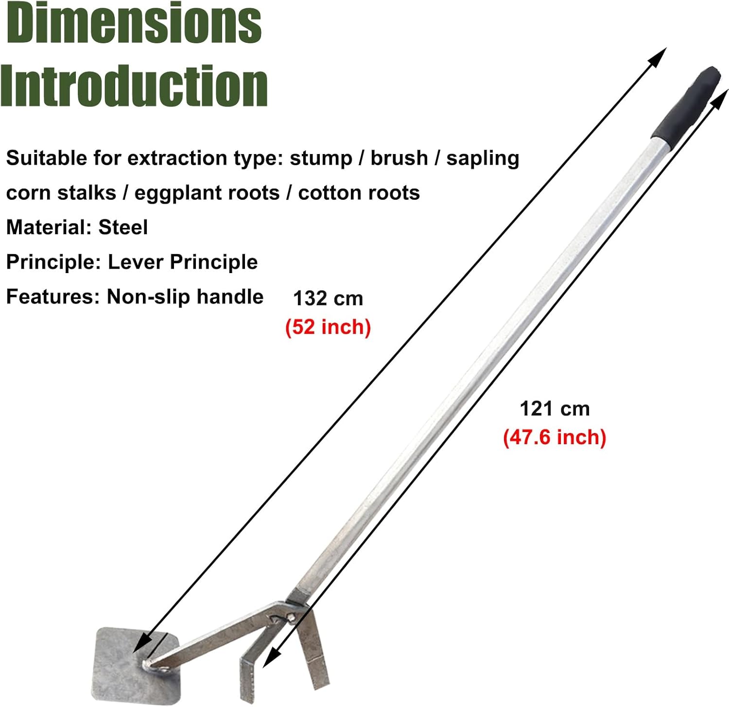Post Puller for Pulling Out Wood Posts,Leverage Sapling Puller Tool for Tree Root/Stump,Wood Fence Extraction Lifter for Remover (132 cm (52 inch))