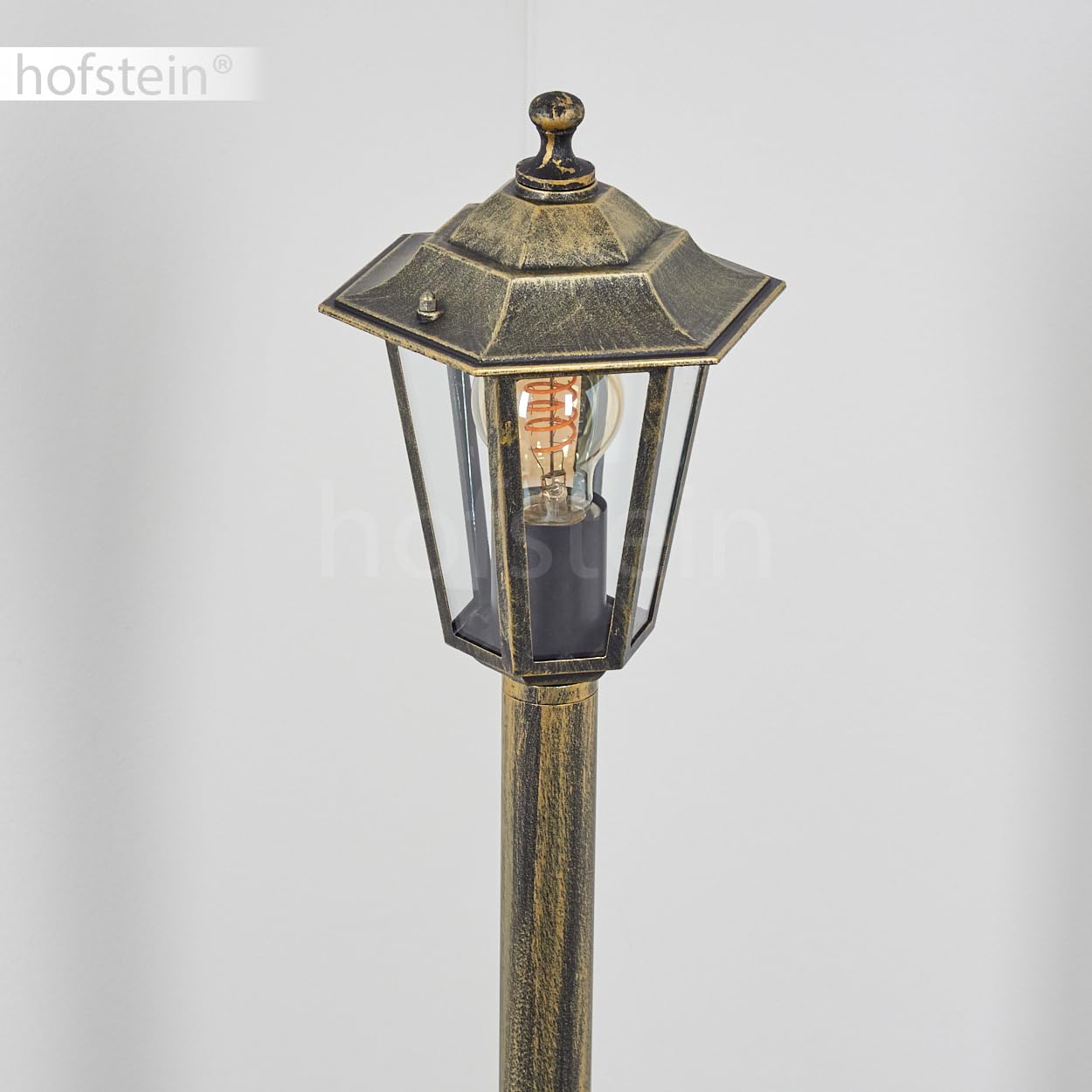 HOFSTEIN zewnętrzna lampa ścienna Loria, metalu/szkła w kolorze brązowym, złotym, przezroczystym, antycznym wyglądzie, wysokość 99 cm, lampa ogrodowa, oświetlenie ogrodowe IP44, 1 x E27 bez żarówki
