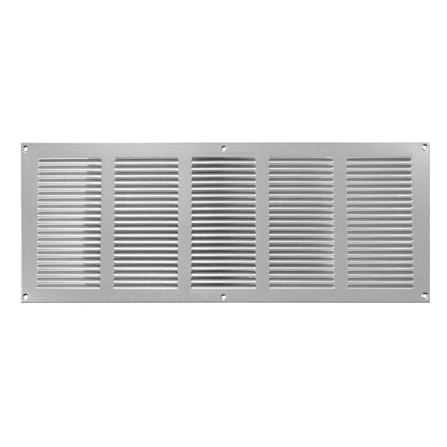 Silver Galvanised Steel Air Vent Grille / 500mm x 200mm / with Fly Screen – Anti Insect Mesh/Modern Rectangular Flat Duct Cover