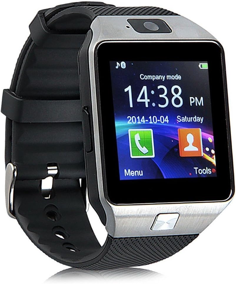 WJPILIS Smart Watch DZ09 Touchscreen Bluetooth Smartwatch Wrist Watch Sports Fitness Tracker with SIM SD Card Slot Camera Pedometer Compatible iPhone iOS Samsung Android for Men Women Kids (Silver)