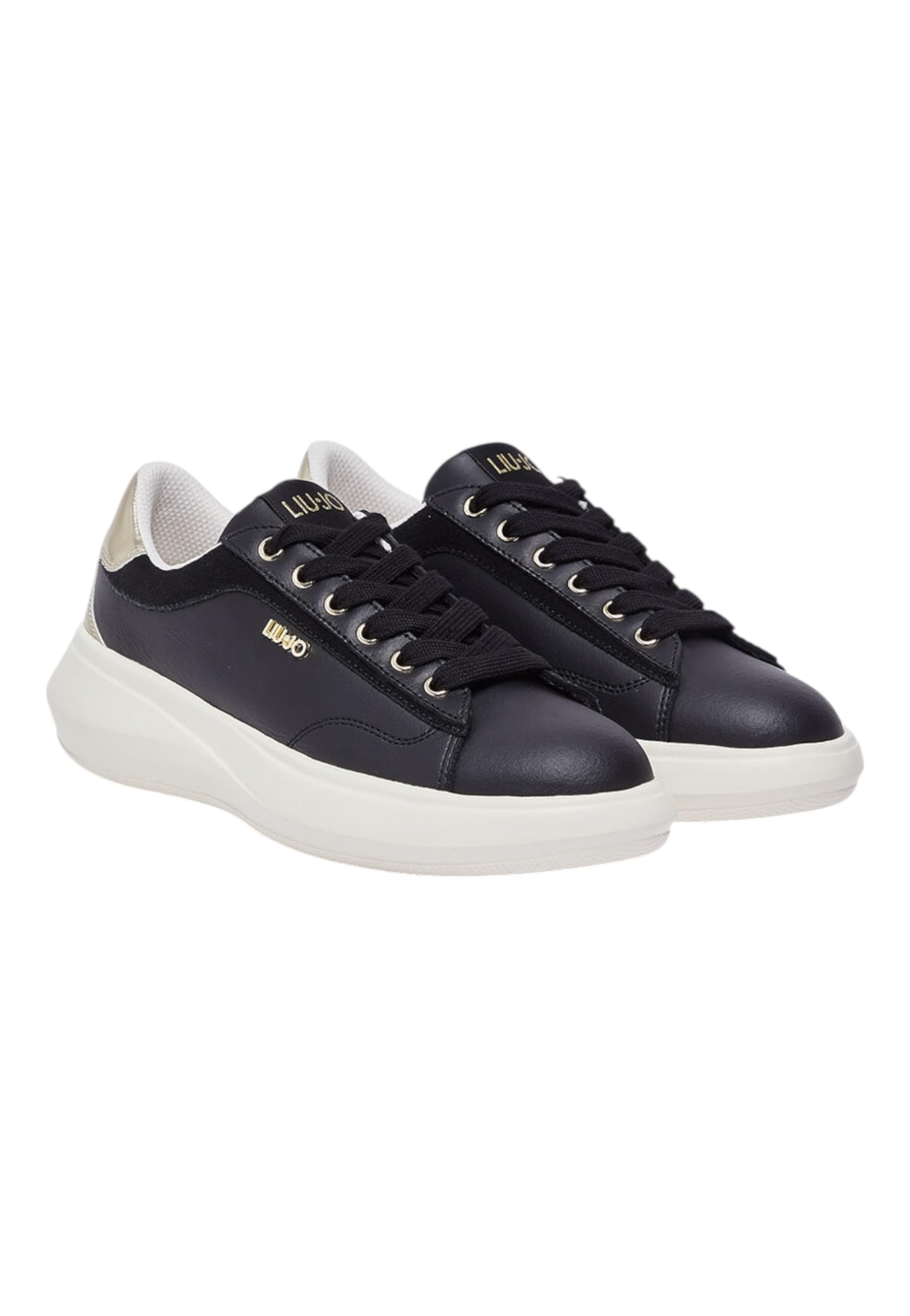 LIU JO BA6069 Casper 01 Black Sneakers per Donna in Pelle Nera con Zeppa