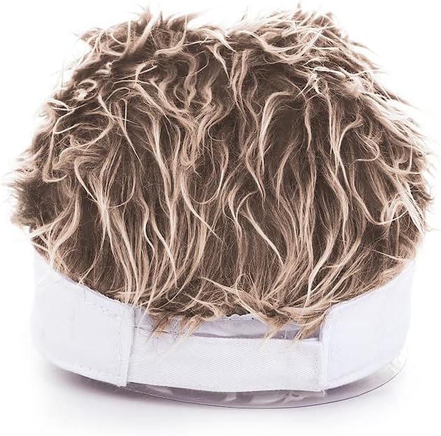Malaxlx Mens Visor Cap Wig Adjustable Baseball Cap Golf Hats with Fake Hair - Image 5