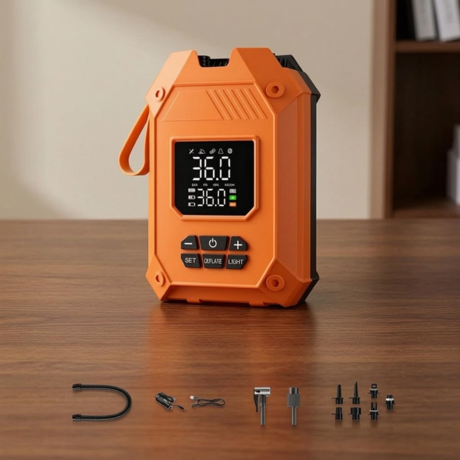 predolo Bomba Inalámbrica Inalámbrico Inflador Baría Recargable Automático Inflador con Pantalla LED para portistas, Campistas