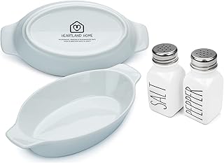 Heartland Home Porcelain Au Gratin Individual Baking Dishes and Salt and...