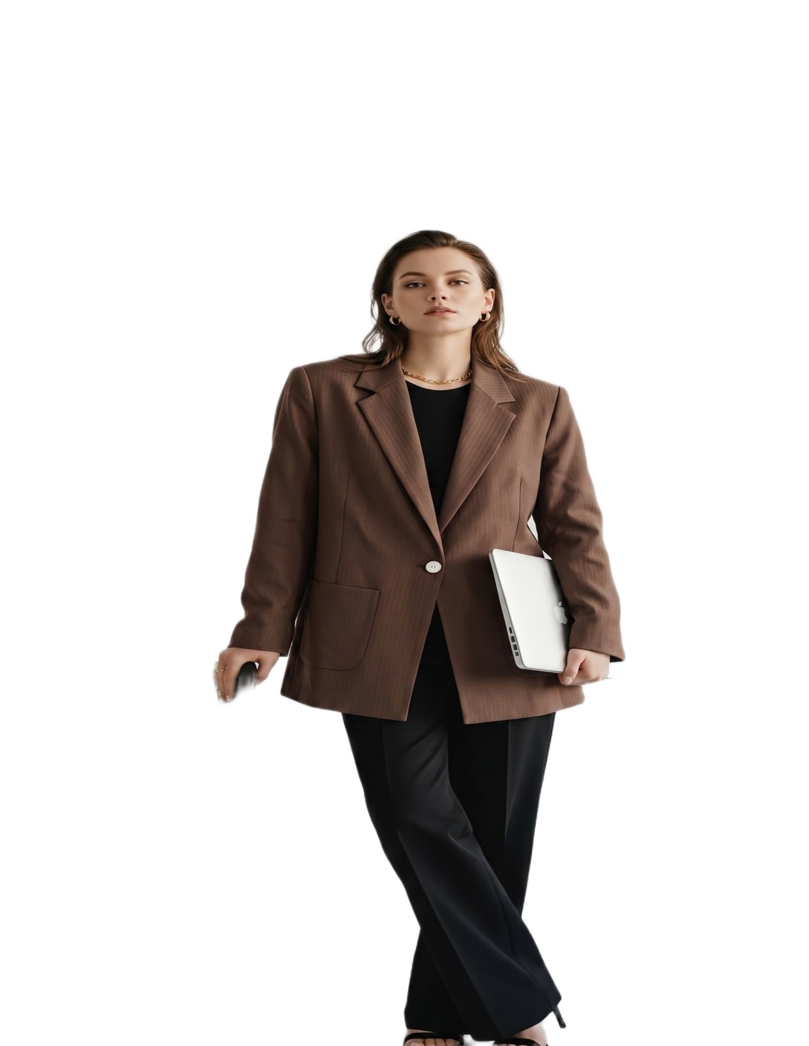 Women's Office Wear Waistcoat | Rust Brown Single-Breasted Sleeveless Blazer-image-48