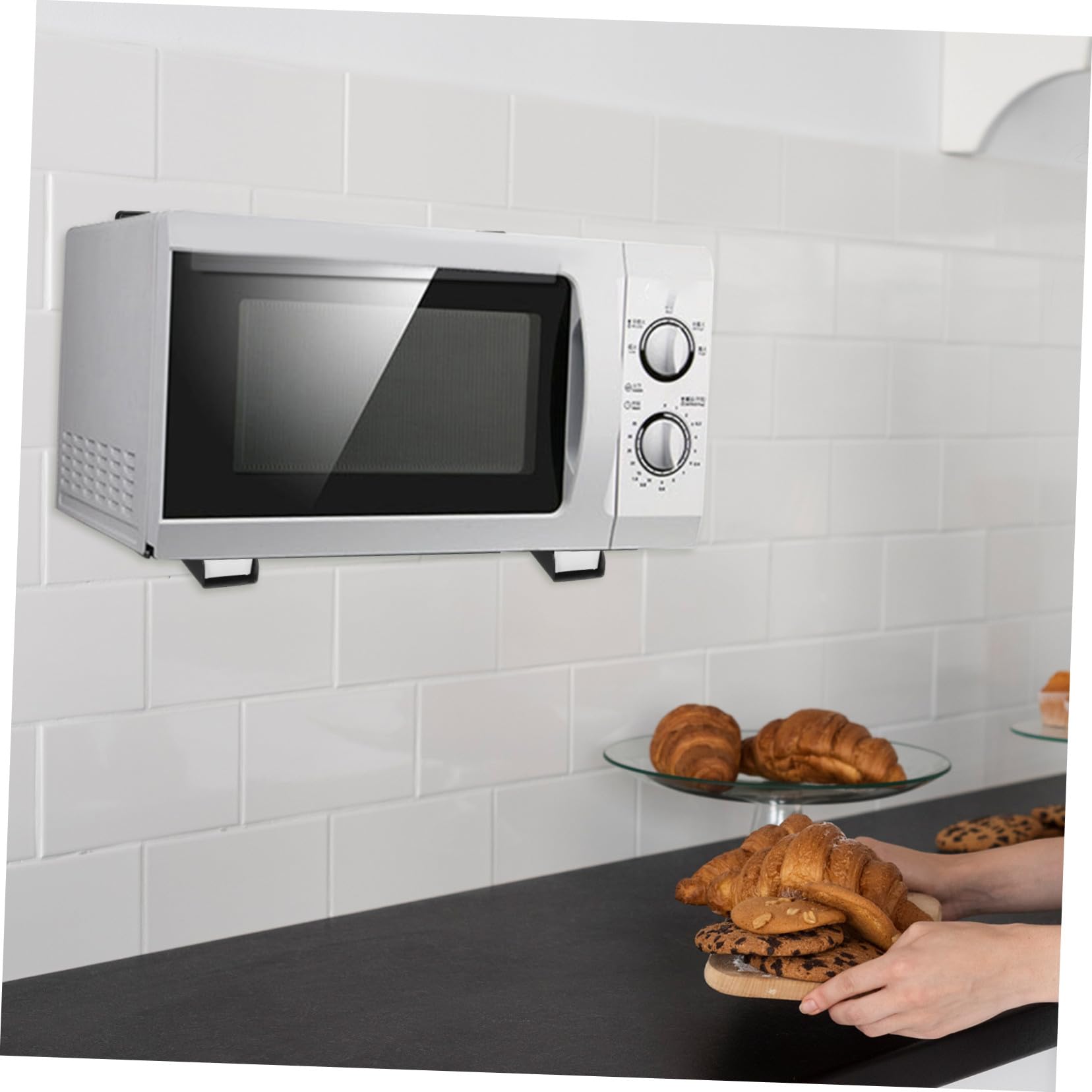 Soporte Ajustable para Microondas de Acero Inoxidable Resistente Estantería de Pared para Cocina Ahorra Espacio Montaje Fácil y Adaptable para Varios de Horno Microondas
