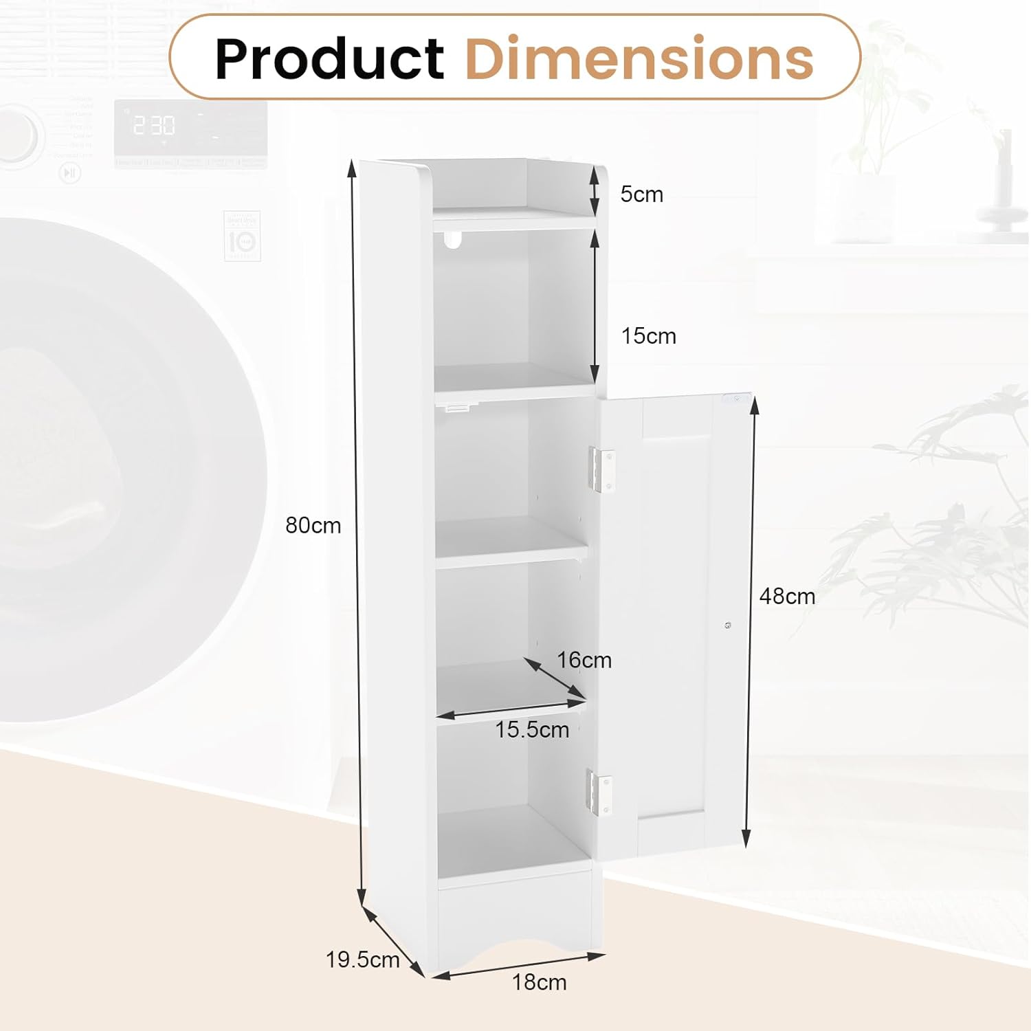 Product Dimensions of GIANTEX Narrow Bathroom Storage Cabinet